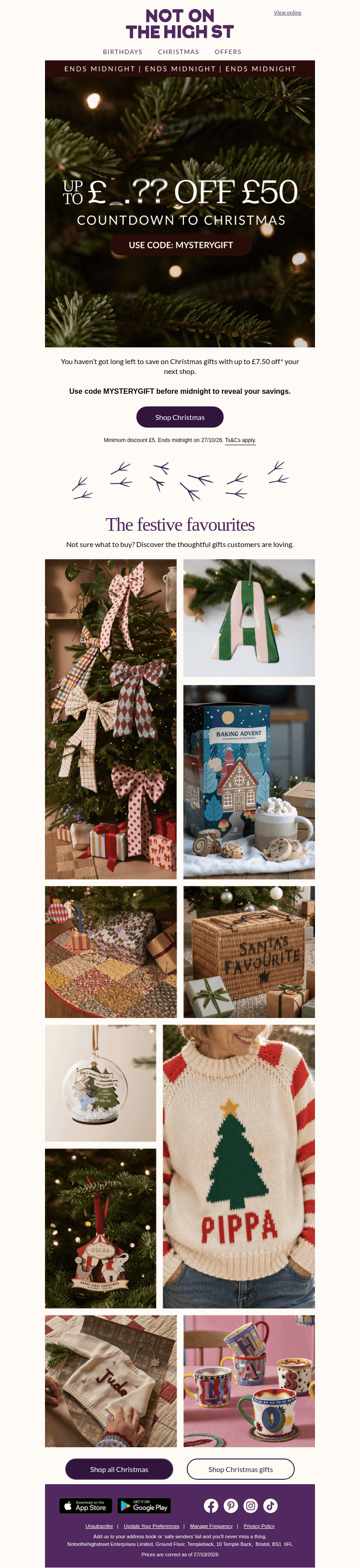notonthehighstreet email from Tue, Oct 27, 2026