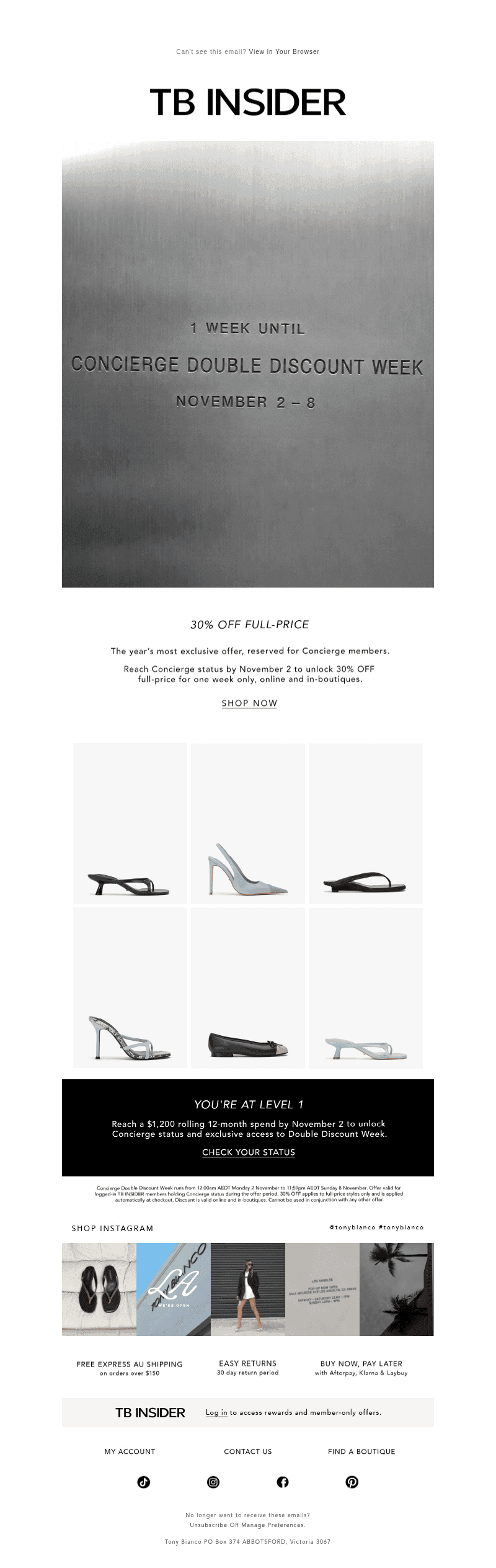 Tony Bianco Shoes email from Tue, Oct 27, 2026
