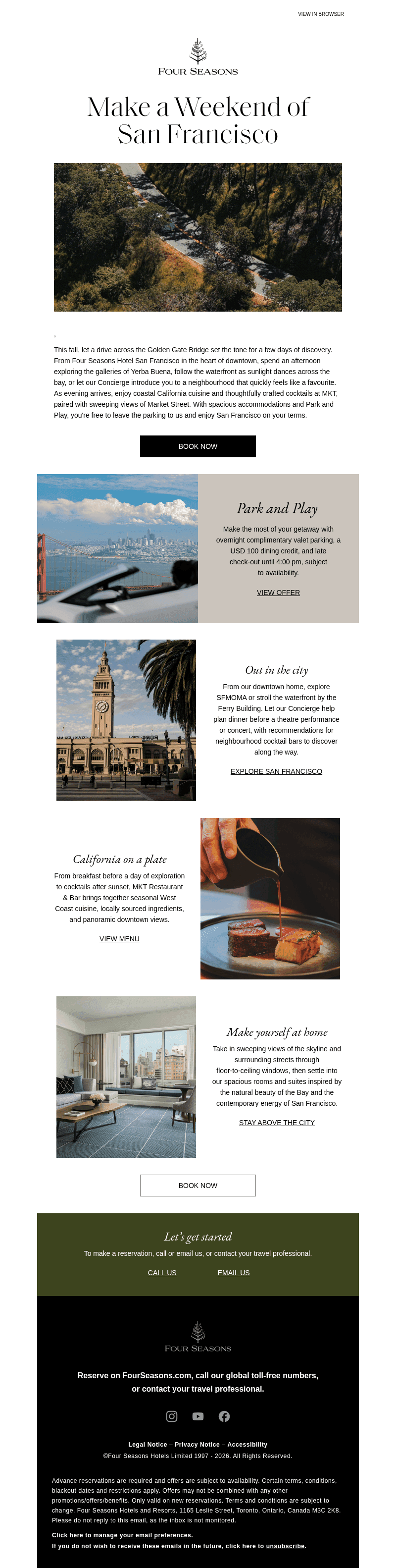 Four Seasons Hotels and Resorts email from Tue, Oct 27, 2026