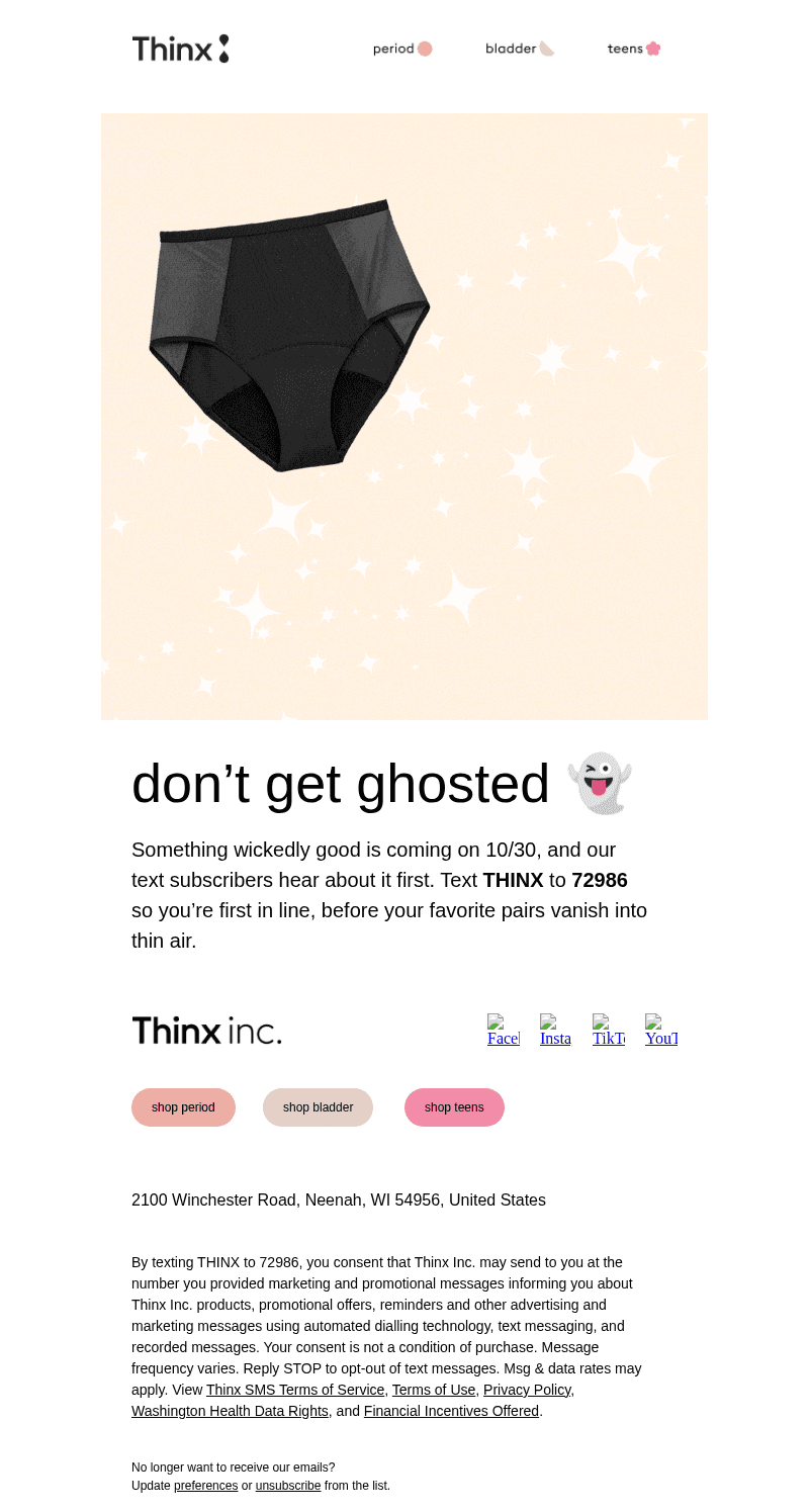THINX email from Tue, Oct 27, 2026