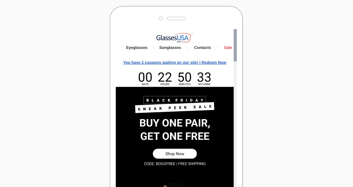 Black Friday Email Examples GlassesUSA