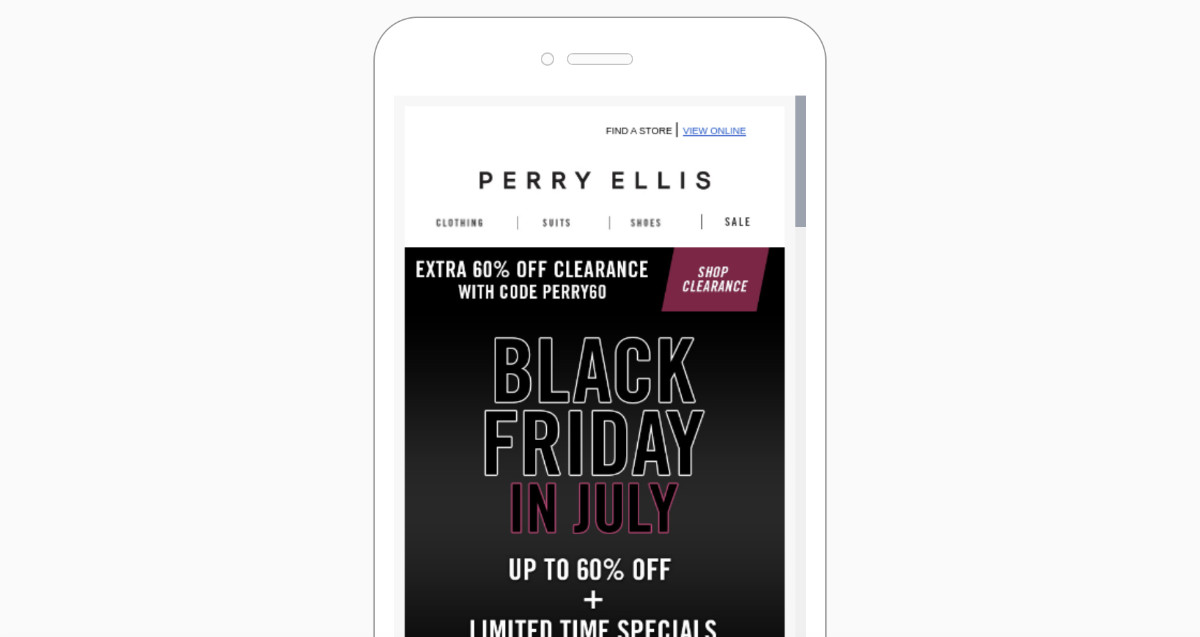 Black Friday Email Examples - Perry Ellis