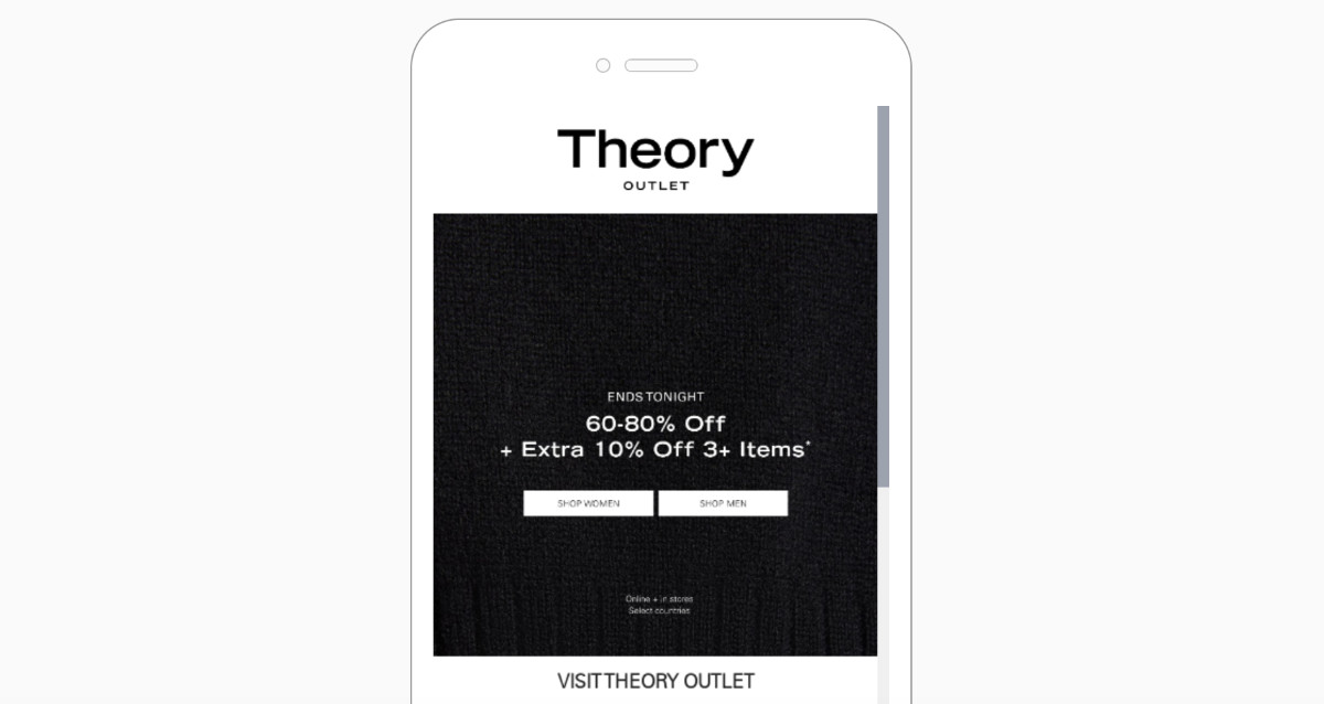 Black Friday Email Examples - Theory Outlet